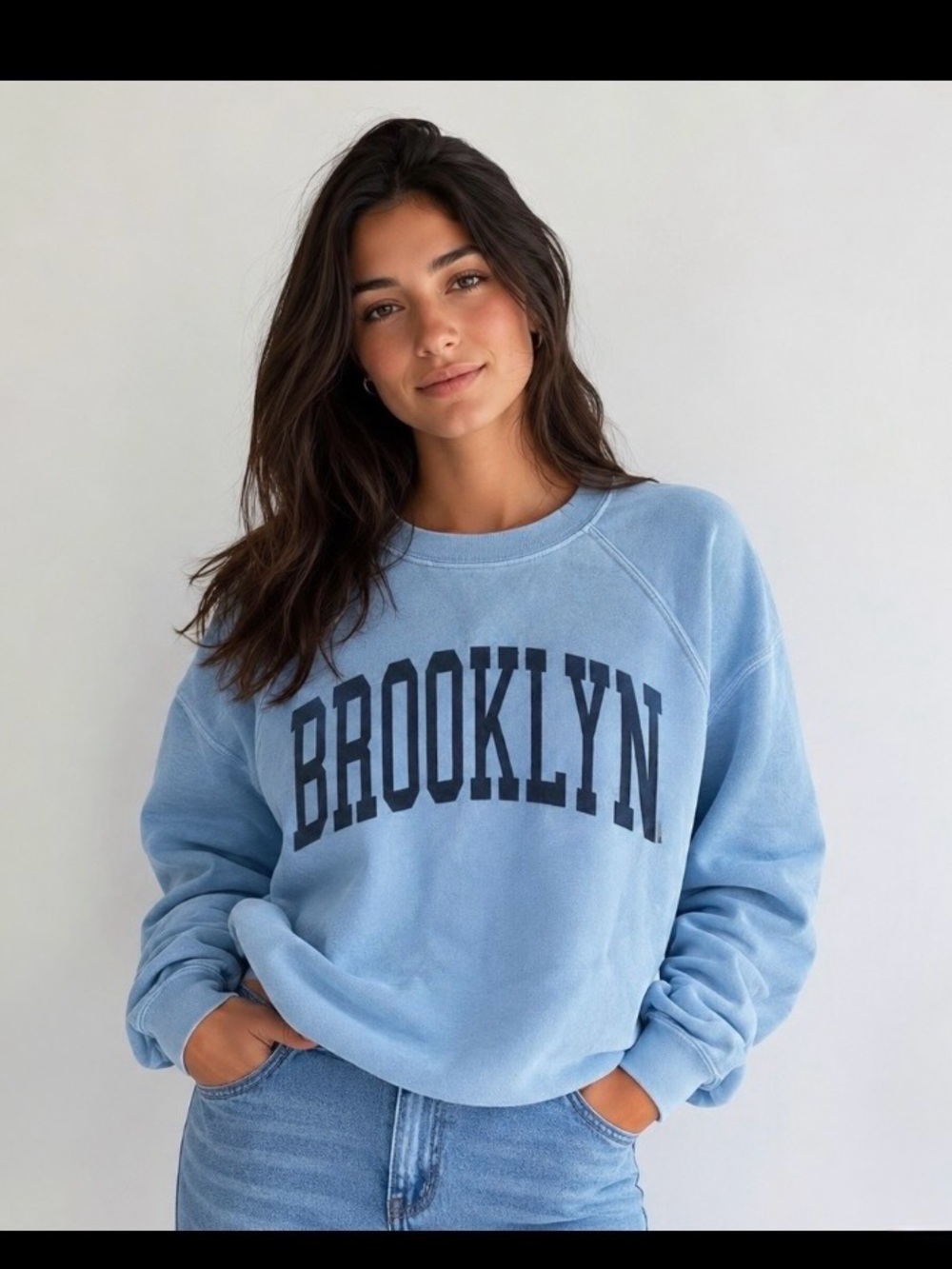 Retrobrand Sweatshirt Brooklyn Graphic Light Blue large EUC